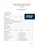 ANSWER KEY ĐỀ ĐỀ XUẤT CLQĐ - QT lớp 10