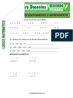 Fichas de Ascendente y Descendente para Segundo de Primaria