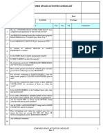 Confined Space Activities Checklist