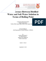 The Difference Between Distilled Water and Salt Water Solution in Terms of Boiling Point.