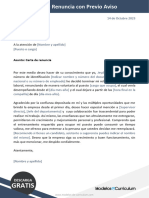 29 Modelo de Carta de Renuncia Con Preaviso