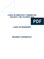 Carta de Derechos y Deberes, Régimen Contributivo 2022