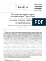 Experimental and Numerical Analysis of Stratified Turbulent V-Shaped Flames