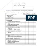 Evaluation of Teaching Performance Form