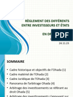 Roger Masamba. RÃ - GLEMENT DES DIFFÃ - RENTS ENTRE INVESTISSEURS ET Ã - TATS EN DROIT OHADA. UPN 24.11.23