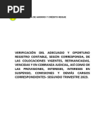 Verificación Del Adecuado y Oportuno Registro Contable de Las Colocaciones Reque-2do Trime