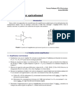 TP Amplificateur Opérationnel: Travaux Pratiques (TP) D'electronique Année 2023-2024