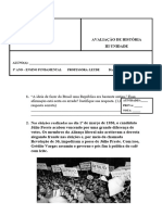 Avaliação de História 5 Ano III Unidade