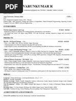 Varunkumar R Resume