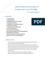 Diagnosis, Treatment Plan and Principles of Tooth Preparations For Crown & Bridge