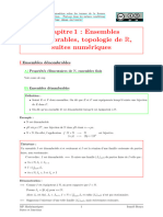 MP 1 Ensembles Dénombrables, Topologie de R, Suites Numériques