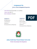 Assignment On Environmental Law, Issues in Bangladesh Perspectives Course Title: Environmental Ethics, Law and Policy