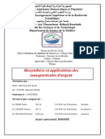 Biosynthèse Et Applications Des Nanoparticuls D'argent