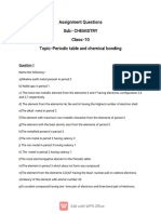 Periodic Table and Chemical Bonding Class 10assignment