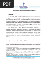 Ordenação de Mulheres No Ministério Pastoral