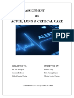 Acute Critical Care Assignment