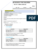 Udgam School For Children: Std. VII - Maths (2022-23)