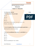 Important Questions For CBSE Class 8 Maths Chapter 11 - Mensuration