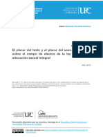 El Placer Del Texto y El Placer Del Sexo. Una Mirada Sobre El Campo de Efectos de La Ley Nacional de Educación Sexual Integral