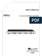 User's Manual: 4-Channel Headphone Amplifier