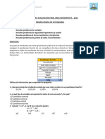 Balotario para Evaluación Final Área Matemática