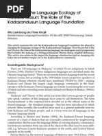 Changing The Language Ecology of KadazanDusun