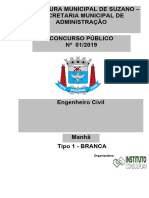 Instituto Consulplan 2019 Prefeitura de Suzano SP Engenheiro Civil Prova