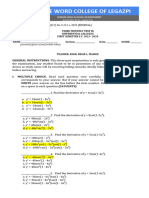 3rd Monthly Test in Diff Cal Answer