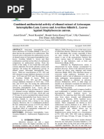 Combined Antibacterial Activity of Ethanol Extract of Artocarpus Heterophyllus Lam. Leaves and Averrhoa Bilimbi L. Leaves Against Staphylococcus Aureus.