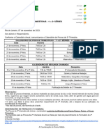 Calendário de Provas Trimestrais - 1 2 Séries Ensino Médio 3º Trimestre 2023