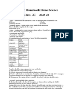 Holiday Homework Home Science XI