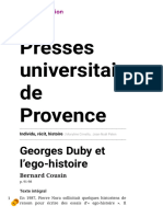 Individu, Récit, Histoire - Georges Duby Et L'ego-Histoire - Presses Universitaires de Provence