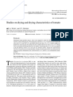 Studies On Drying and Drying Characteristics of Tomato