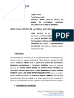 Denuncia Penal Por El Delito de Abuso de Autoridad Caso Omar de La Cruz