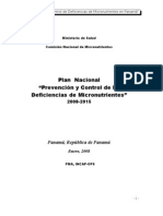 Plan Nacional de Prevención y Control de La Deficiencias de Micronutrientes 2008-2015