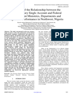 Analysis of The Relationship Between The New Treasury Single Account and Federal Government Ministries, Departments and Agencies' Performance in Northwest, Nigeria