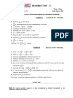 Maths Class 7 Monthly Test-3