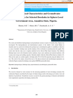 Hydrogeological Characteristics and Groundwater Quality Analysis For Selected Boreholes in Ogbaru Local Government Area, Anambra State, Nigeria