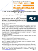 2018 - A Study On Customer Preference On The Dairy Products in Madurai District, Tamil Nadu