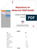 Online Catalogue of Repository On Maternal Child Health (August 2011)