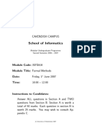 3SFE618 Formal Methods 2007