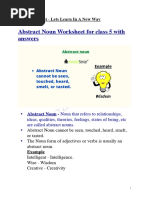 Abstract Noun Worksheet For Class 5 With Answers