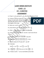 Brilliant Minds Institute Class - 11 CH - 3 (Maths) Assignment