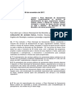 Lei e Plano Municipal de Saneamento Básico