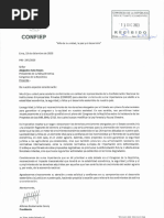 Carta de Confiep A Presidencia Del Congreso