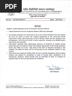 Notice - Hostel Allotment Form For Academic Session 2023-241