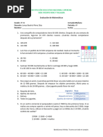 Evaluación de Matemáticas 4to Periodo