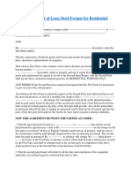 Format of Lease Deed Format For Residential Property