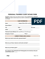 Personal Training Client Intake Form