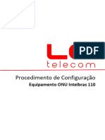 Procedimento Configuração FTTX - ONU Intelbras 110